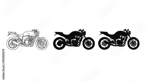 Motorcycle Line Art and Silhouettes