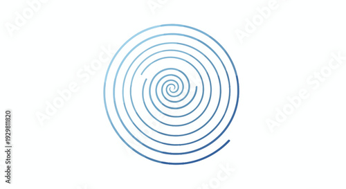 Concentric blue circles forming a spiral pattern in a circular motion on a white background, viewed from directly above, illustrating a graphic design element