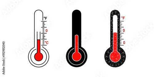 Thermometer Icons Celsius Fahrenheit