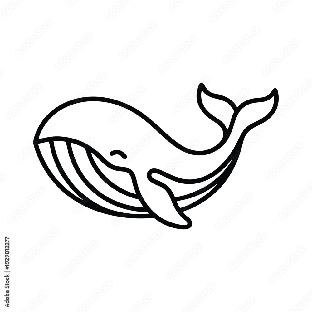 Fototapeta premium Minimalist Whale Line Art Logo Vector Illustration