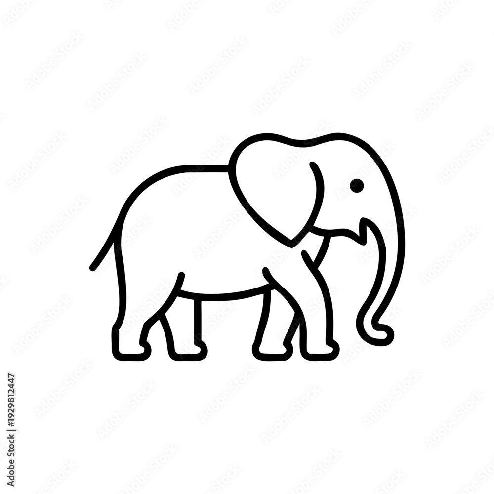 Fototapeta premium Basic line art of an elephant walking 