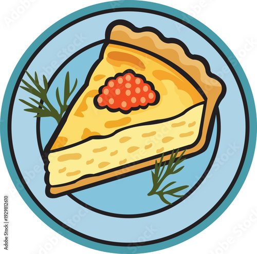 Red Caviar Quiche Slice Food Illustration