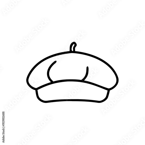 Outline of a classic French beret hat in simple design  