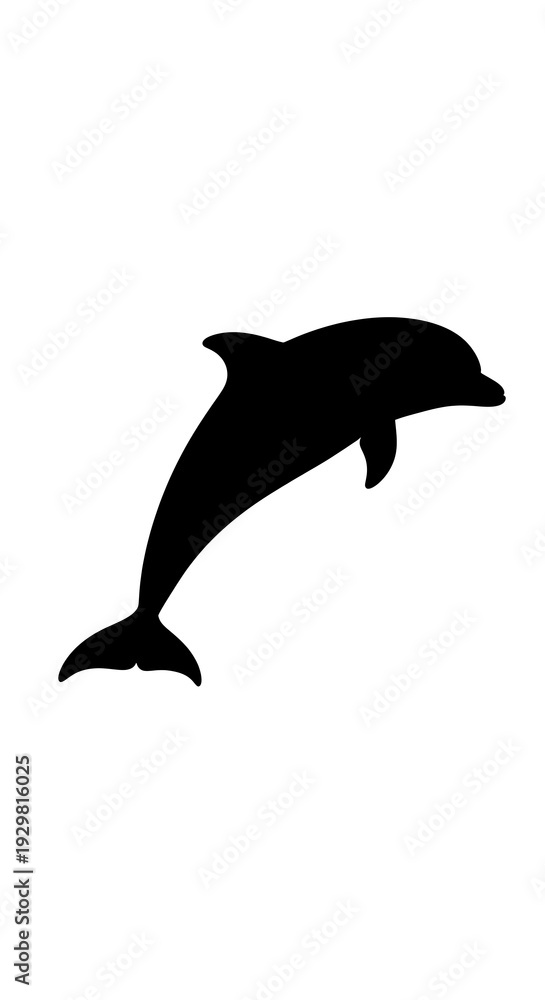 Fototapeta premium Black silhouette of a jumping dolphin.