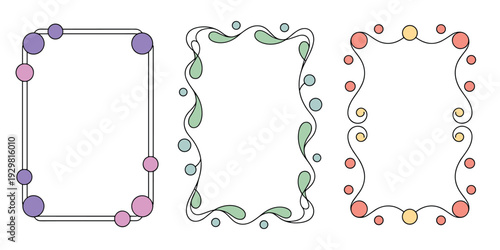 Three Stylized Frames With Geometric Shapes And Pastel Colors border decorative