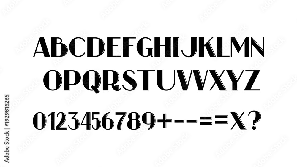 Fototapeta premium Elegant modern font set with stylish alphabet and numbers in serif style