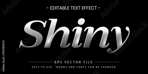 Shiny Silver Editable Text Effect on Black Background