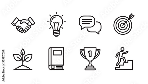 Business Concept Icons: Growth Idea Communication Goal Success Learning