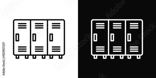 Locker Room Icon In Black And White Filled Style.