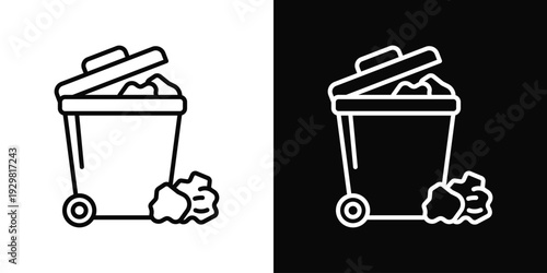 Waste Disposal Icon In Black And White Filled Style.