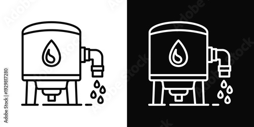Water Treatment Icon In Black And White Filled Style.