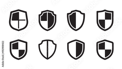 Collection of Shield Icons Representing Security and Protection Concepts