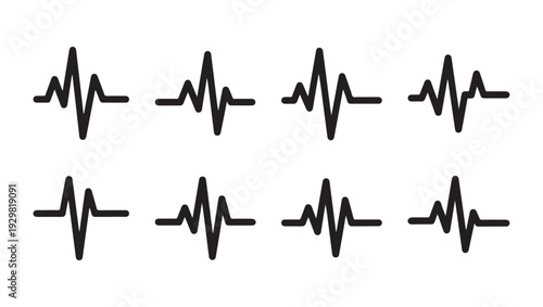 Heartbeat EKG Line Patterns Collection Medical Health Concept Graphic Icons