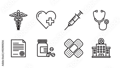Medical Icons Collection: Healthcare Symbols for Health and Wellness