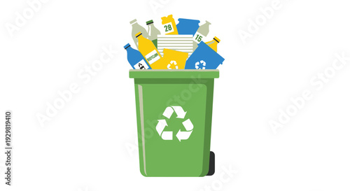recycling bin with recyclable materials