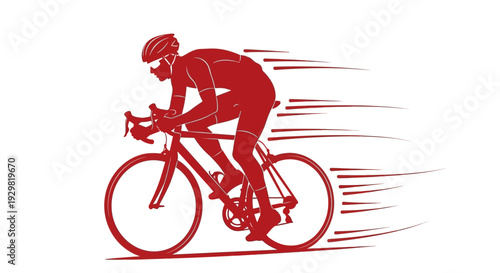 red cyclist riding fast bicycle