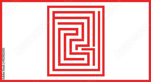 red maze design on white background
