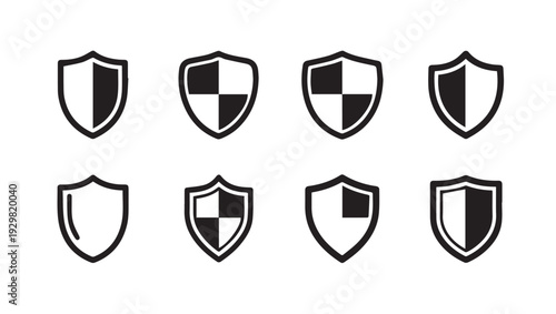 Shield Icons Collection Security Symbols Protection Emblems Vector Graphics