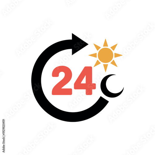 A temperature icon showing twenty four degrees Celsius with sun and moon