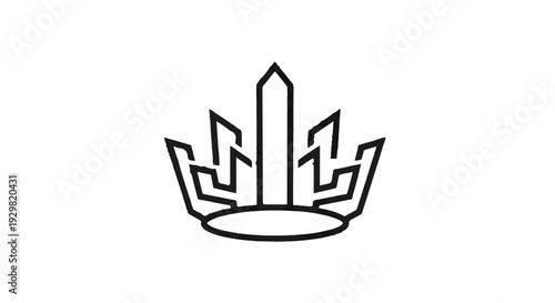 Minimalist Crown Icon with City Skyline Silhouette - Concept of Urban Leadership, Premium Branding and Real Estate Success