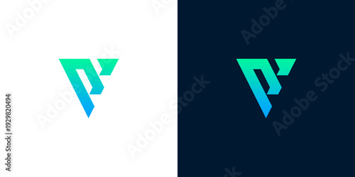 Modern abstract letter P logo design with blue and green gradient, perfect for technology and business branding