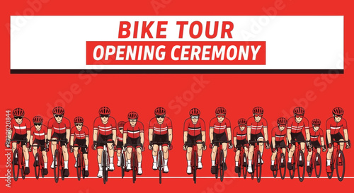 Cycling Event Launch: A Vibrant Illustration of A Group Of Cyclists In Motion