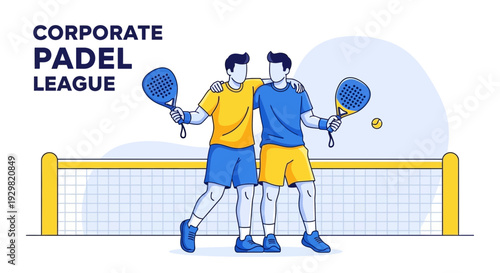 Corporate Padel League: Friends Embrace After Exciting Match Against the Competition