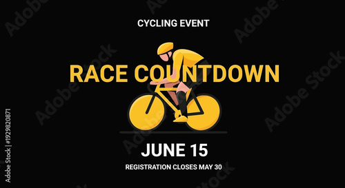 Cycling Race Countdown Announcement on June 15th with Black and Yellow Design