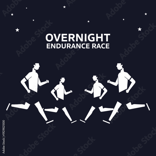 Conceptual Depiction of a Challenging Overnight Endurance Race Under a Starry Sky