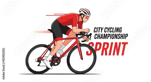 Cycling Sprint Championship Illustration Depicting Competitive Speed and Energetic Movement