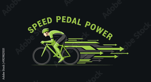 Cyclist Achieving Speed and Power on a Bicycle, Showing Velocity and Energy of Motion