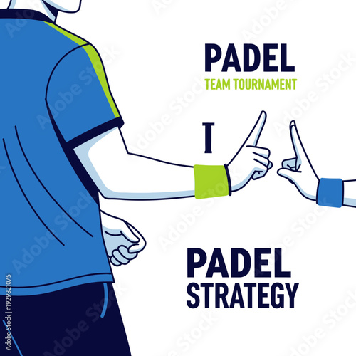 Conceptual Illustration Depicting Padel Team Tournament and Strategic Communication with Gestures