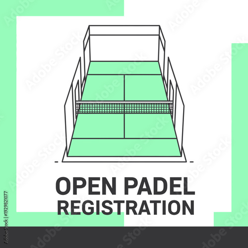 Conceptual Illustration Depicting Open Padel Registration, Sports Court Invitation, Ready to Play