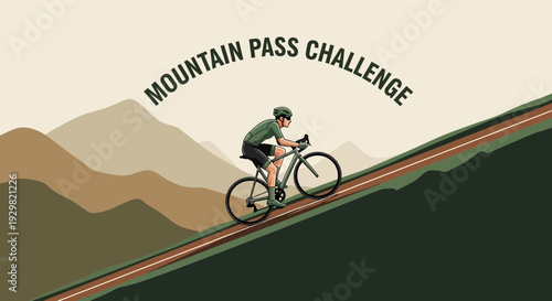 Cyclist Ascending Steep Mountain Road During The Mountain Pass Challenge Event