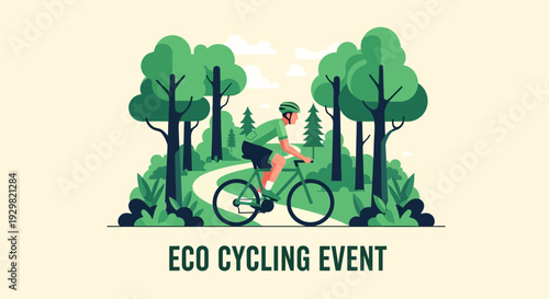 Cyclist Enjoying Nature's Embrace During an Eco-Friendly Cycling Event