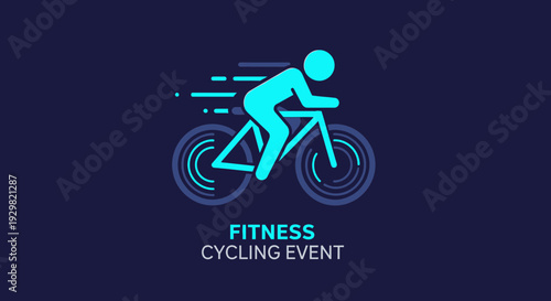 Cycling Athlete Silhouetted Riding Bicycle During a Fitness Cycling Event Illustration