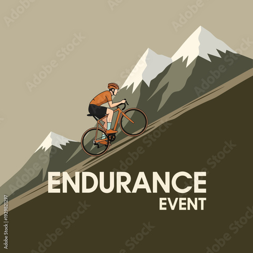Cyclist Ascending Steep Terrain Depicting Endurance During a Challenging Mountain Event