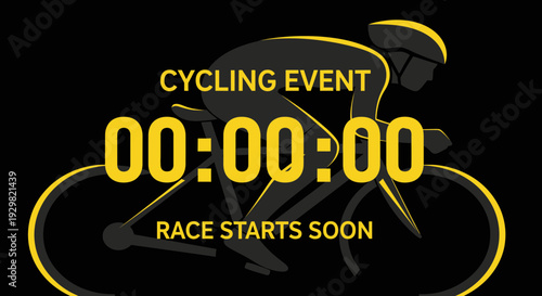 Cycling Event Countdown, Dynamic Graphic of Race with Time Display and Racing Action