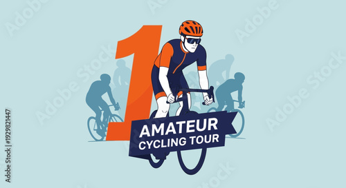 Cycling Event Depicts Amateur Tour Featuring Cyclists and Number One Symbolism