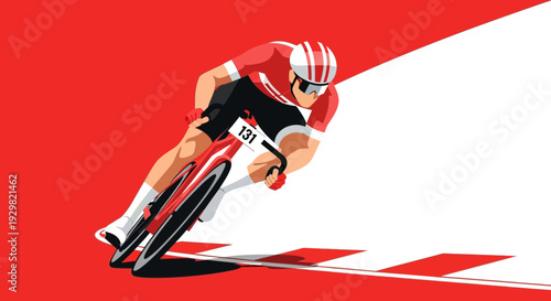 Cyclist in Action: Dynamic Illustration Of Speed And Competition On A Track