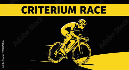 Cyclist in Action Vector Illustration for Criterium Race Advertising Material