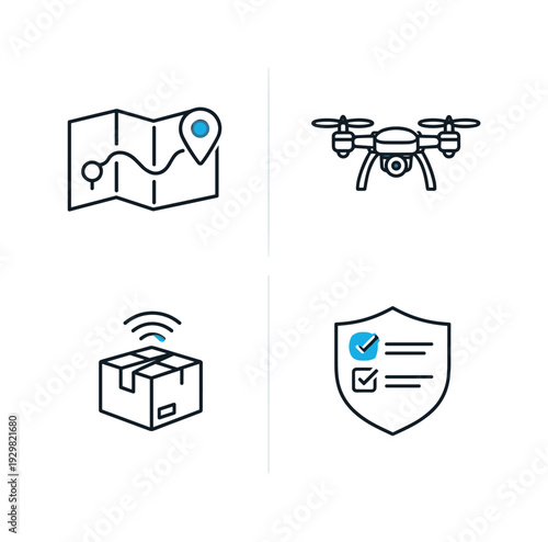 Digital urban air mobility planning and drone delivery network management in smart city infrastructure, highlighting route mapping, drone fleet