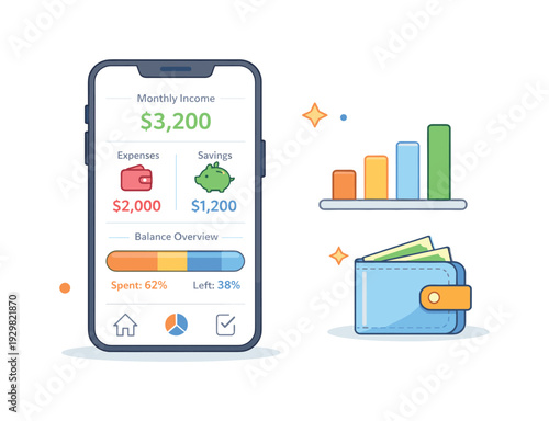 Personal finance dashboard overview and monthly income monitoring in a structured budgeting environment focused on tracking earnings and maintaining