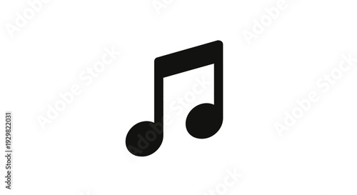 Black Eighth Note Music Symbol Icon.