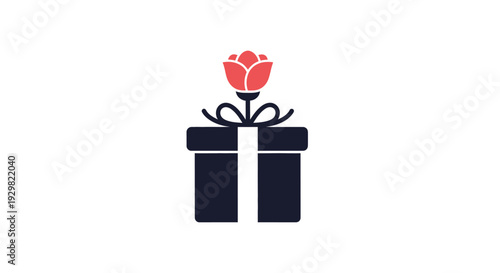 Black Gift Box with Red Rose.