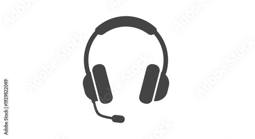 Black Headphones with Microphone Illustration.