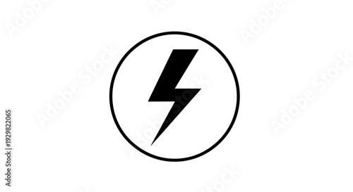 Black Lightning Bolt Icon in Circle.