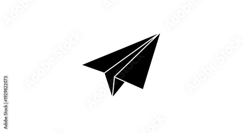 Black Paper Plane Origami Simple Design.