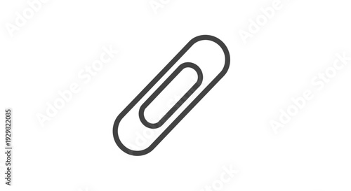 Black Paperclip Icon on White Background.