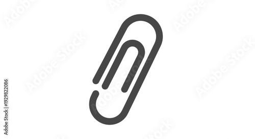 Black Paperclip on White Background.